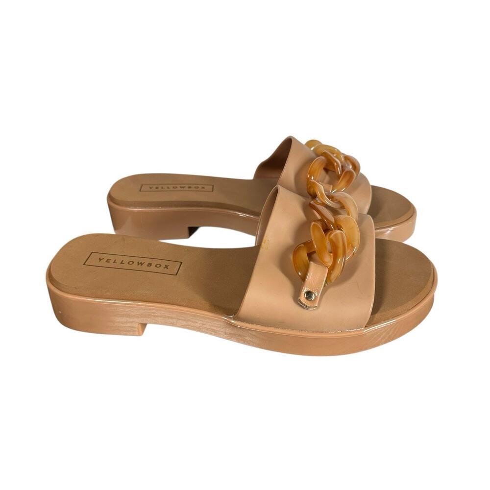 Yellow Box Aulani Jelly Slides Sandals Womens 7 Nude Almond Tan Resin Chain - Picture 1 of 12